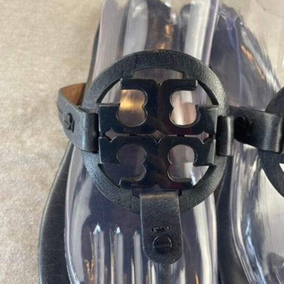 Tory Burch Miller Sandals Shoes Black Patent Leather 9 M - Picture 4 of 13